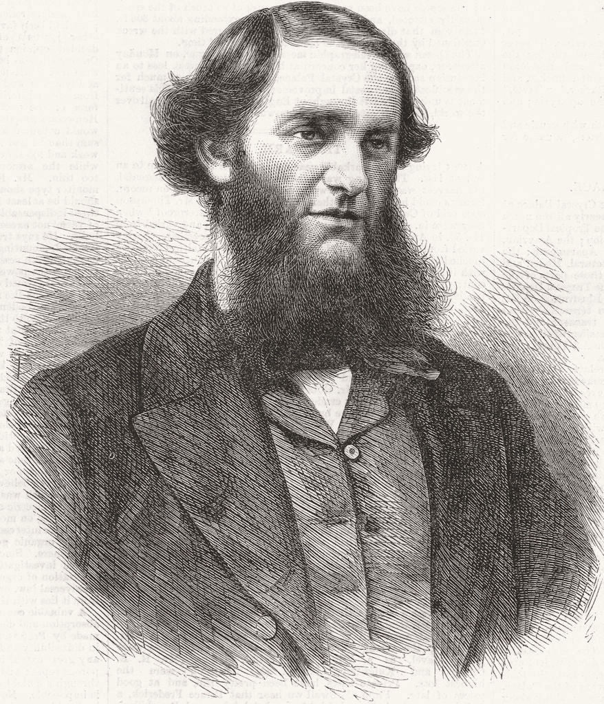 DERBYS. Parkin Jeffcock, of Derby, mining engineer 1867 old antique print